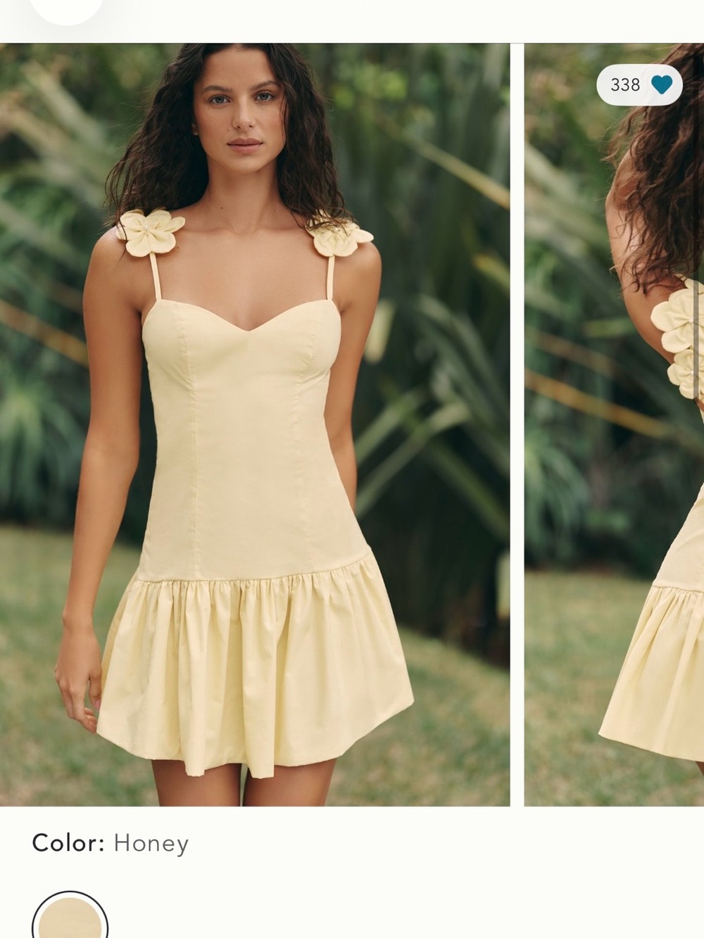 Anthropologie - Peixoto Honey Yellow Floral-Shoulder Mini Dress